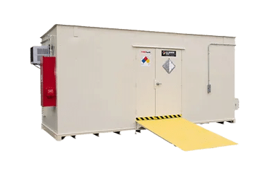 Chemical storage building with access ramp - transparent background