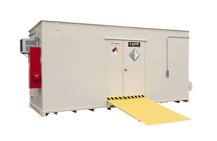 Chemical storage building with access ramp - transparent background